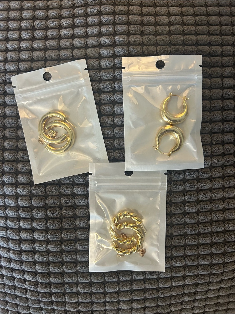 Gold-Tone Hoop and Twist Earrings Set - Elegant Women’s Jewelry